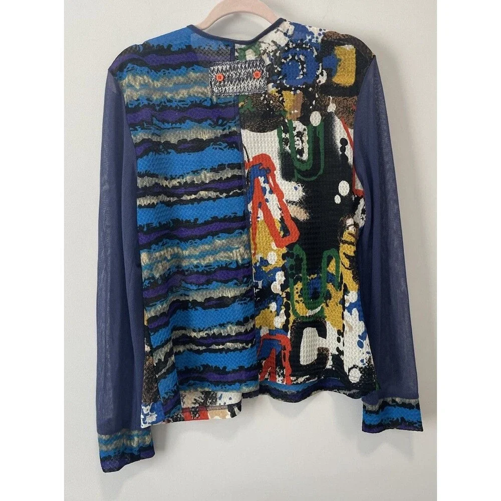 Kaktus Zip Cardigan XL Art to wear Artsy Sweater Colorful Boho Hippie